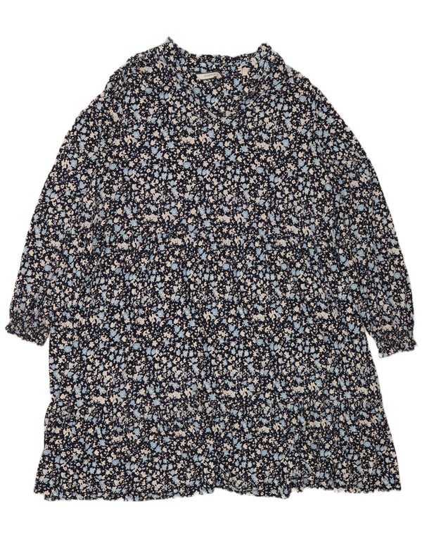 Abito a trapezio a maniche lunghe da donna Tchibo EU 48/50 2XL Blu navy floreale