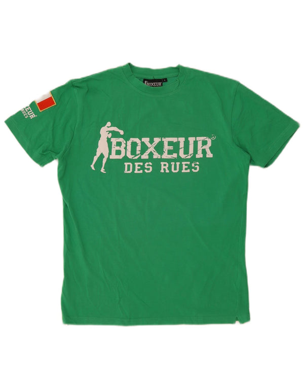 Boxeur Des Rues T-shirt grafica da uomo Top grande in cotone verde