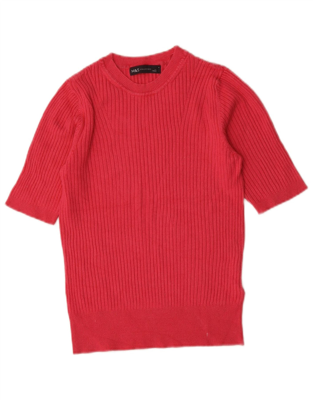 Maglione maglione girocollo corto da donna Marks & Spencer UK 8 piccolo rosa