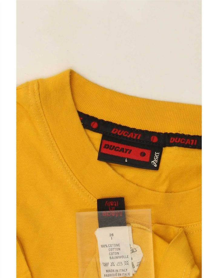 Asics Uomo Ducati Graphic T-shirt Top Large in cotone giallo