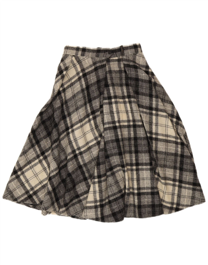 Gonna svasata da donna vintage EU 40 media W28 a quadri grigi