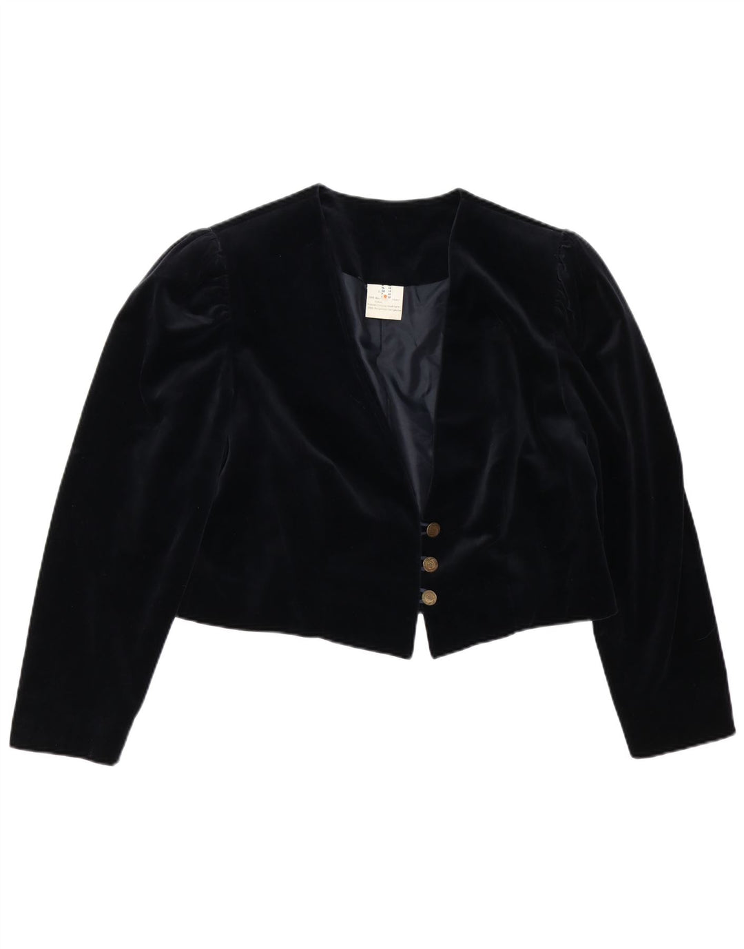 Giacca blazer in velluto da donna a 3 bottoni VINTAGE UK 18 XL cotone nero