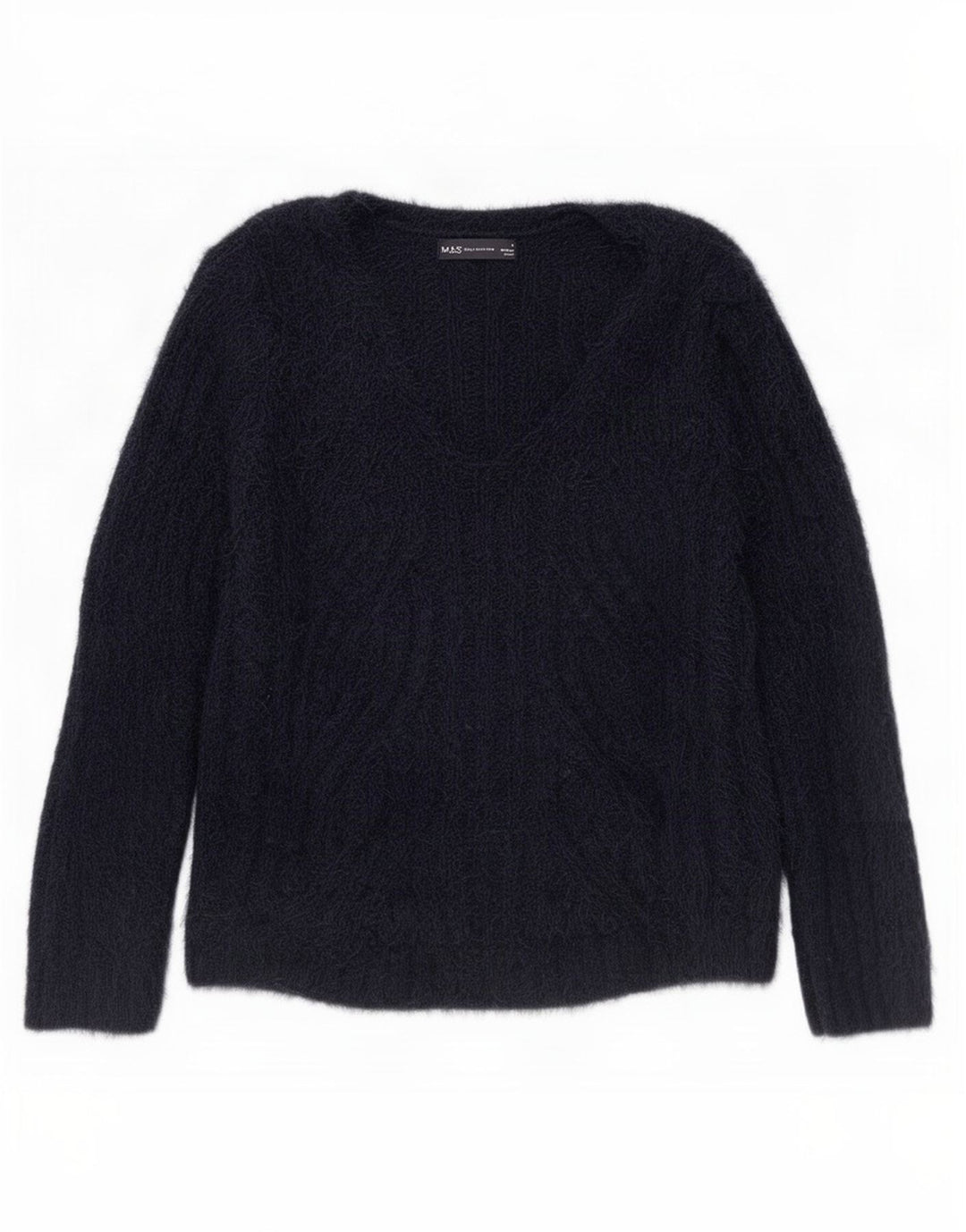 Maglione maglione con scollo a V da donna Marks & Spencer UK 14 medio blu navy