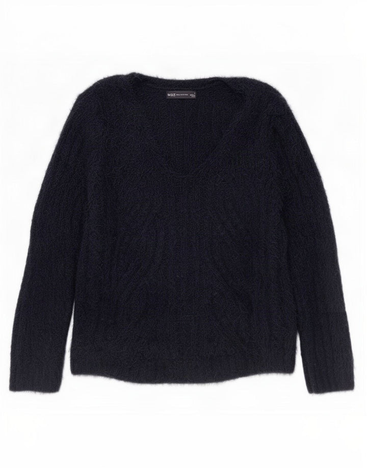 Maglione maglione con scollo a V da donna Marks & Spencer UK 14 medio blu navy