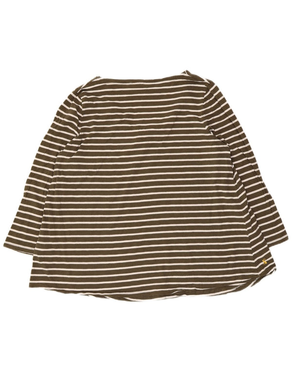 Joules - Top regolare da donna, manica a 3/4, UK 16, cotone a righe grandi color kaki