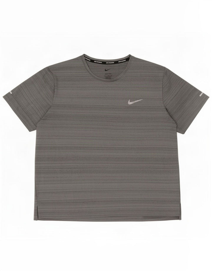 T-shirt da donna Nike Dri Fit Top UK 14 Poliestere a righe grigio medio