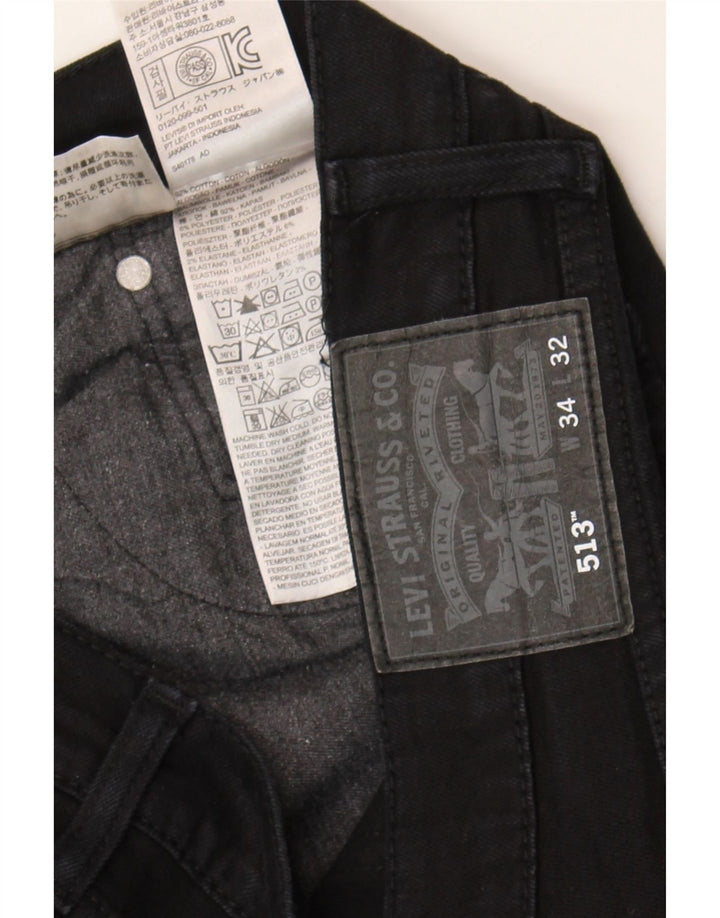 Levi's Uomo 513 Jeans dritti slim W34 L32 Cotone Nero