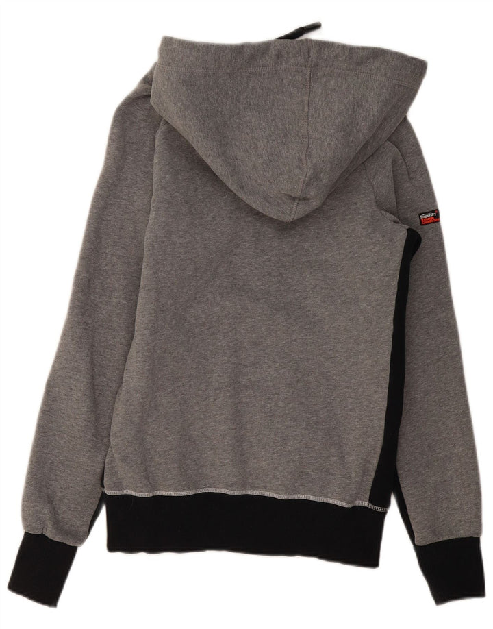 Maglione con cappuccio e zip grafica da uomo SUPERDRY piccolo in cotone color block grigio