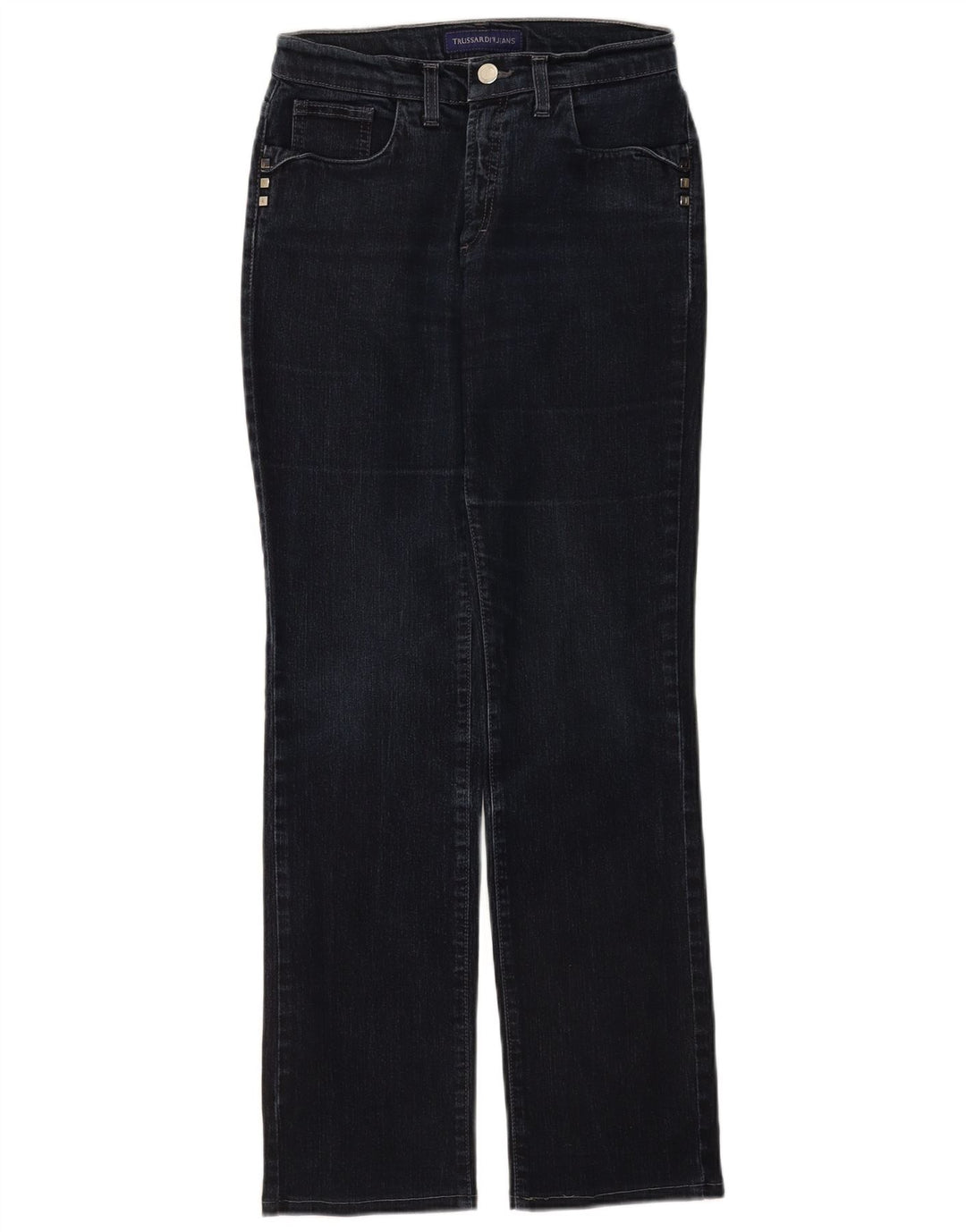 Jeans Dritti Donna Trussardi W26 L30 Cotone Blu Navy