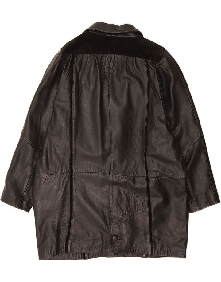 SARDAR Womens Oversized Leather Coat UK 18 XL Black Leather Vintage Sardar and Second-Hand Sardar from Messina Hembry 