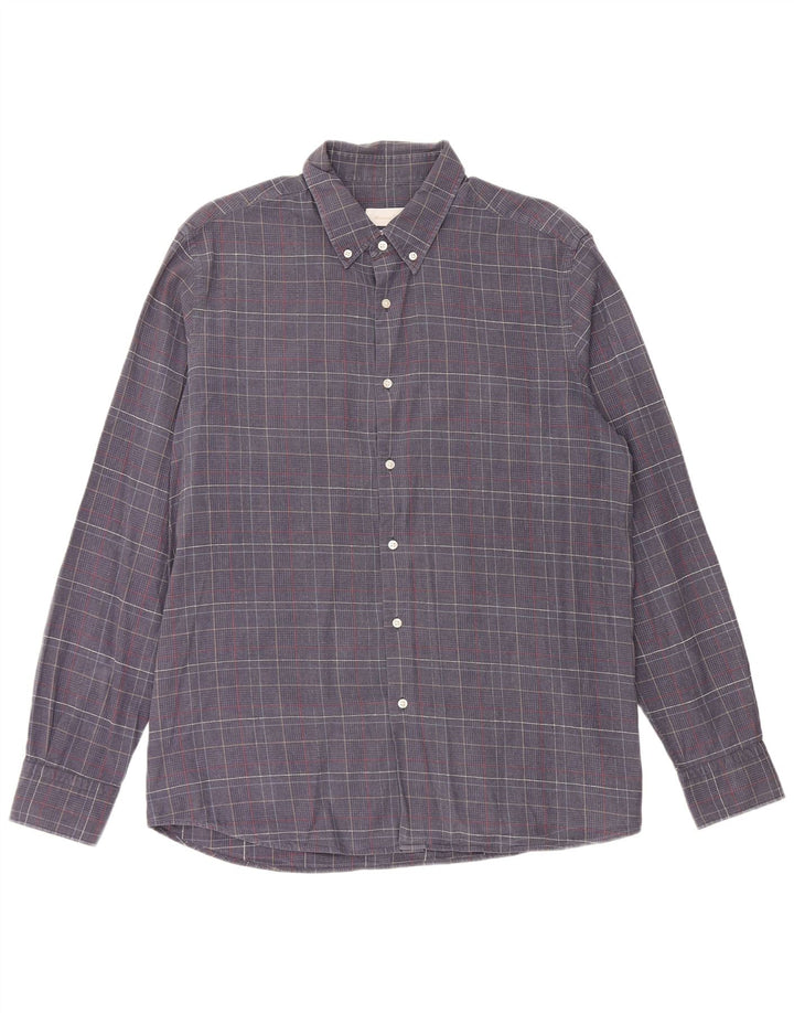 MASSIMO DUTTI Camicia da uomo XL in cotone pied de poule blu navy