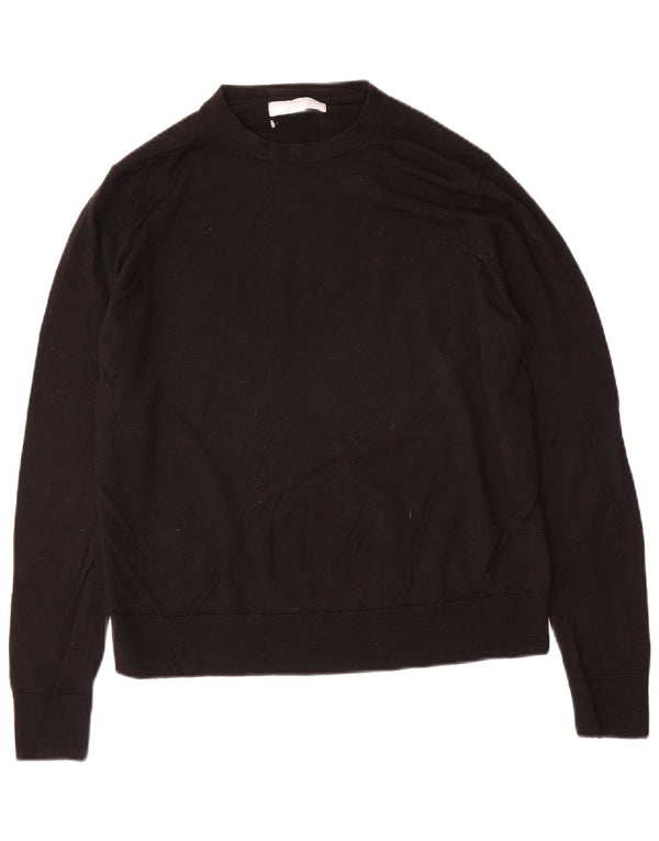 Maglione maglione girocollo da donna Marks & Spencer UK 14 grande lana nera