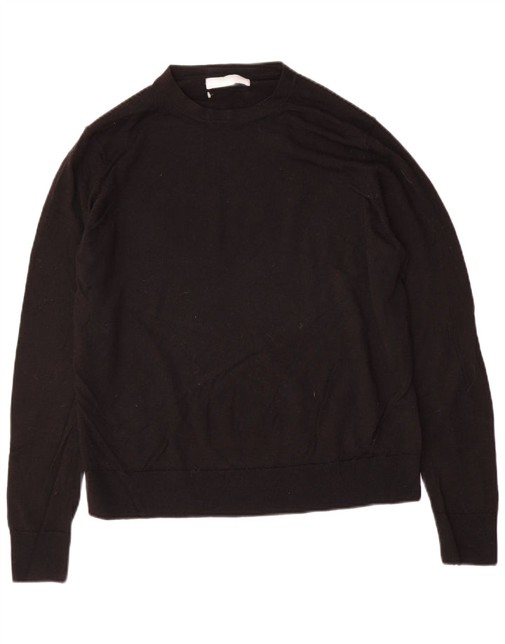 Maglione maglione girocollo da donna Marks & Spencer UK 14 grande lana nera