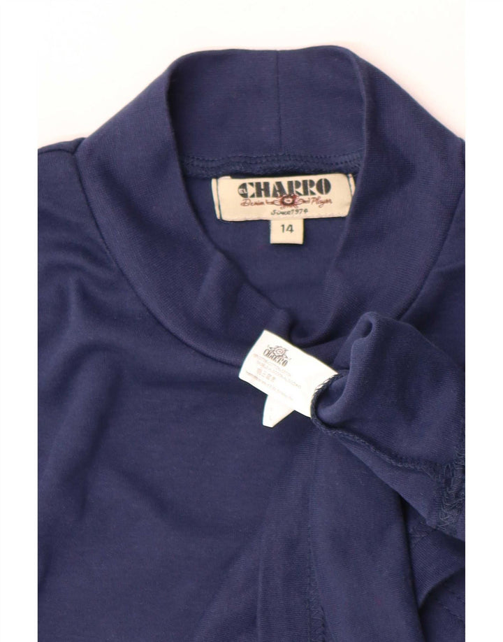 Charro Top da bambino a manica lunga 13-14 anni in cotone blu navy