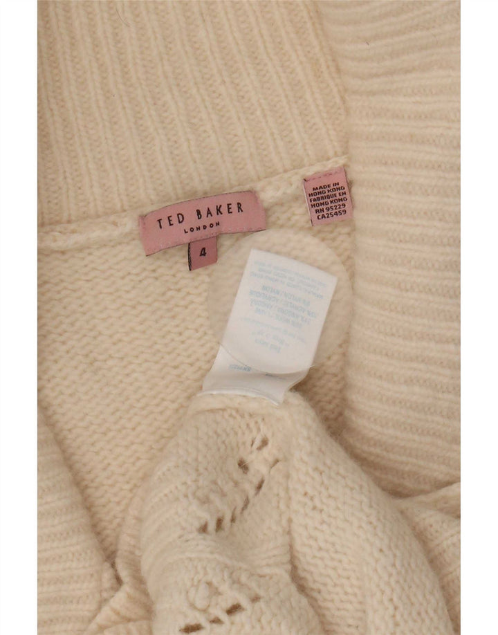 Maglione cardigan avvolgente da donna Ted Baker taglia 4 grande lana beige