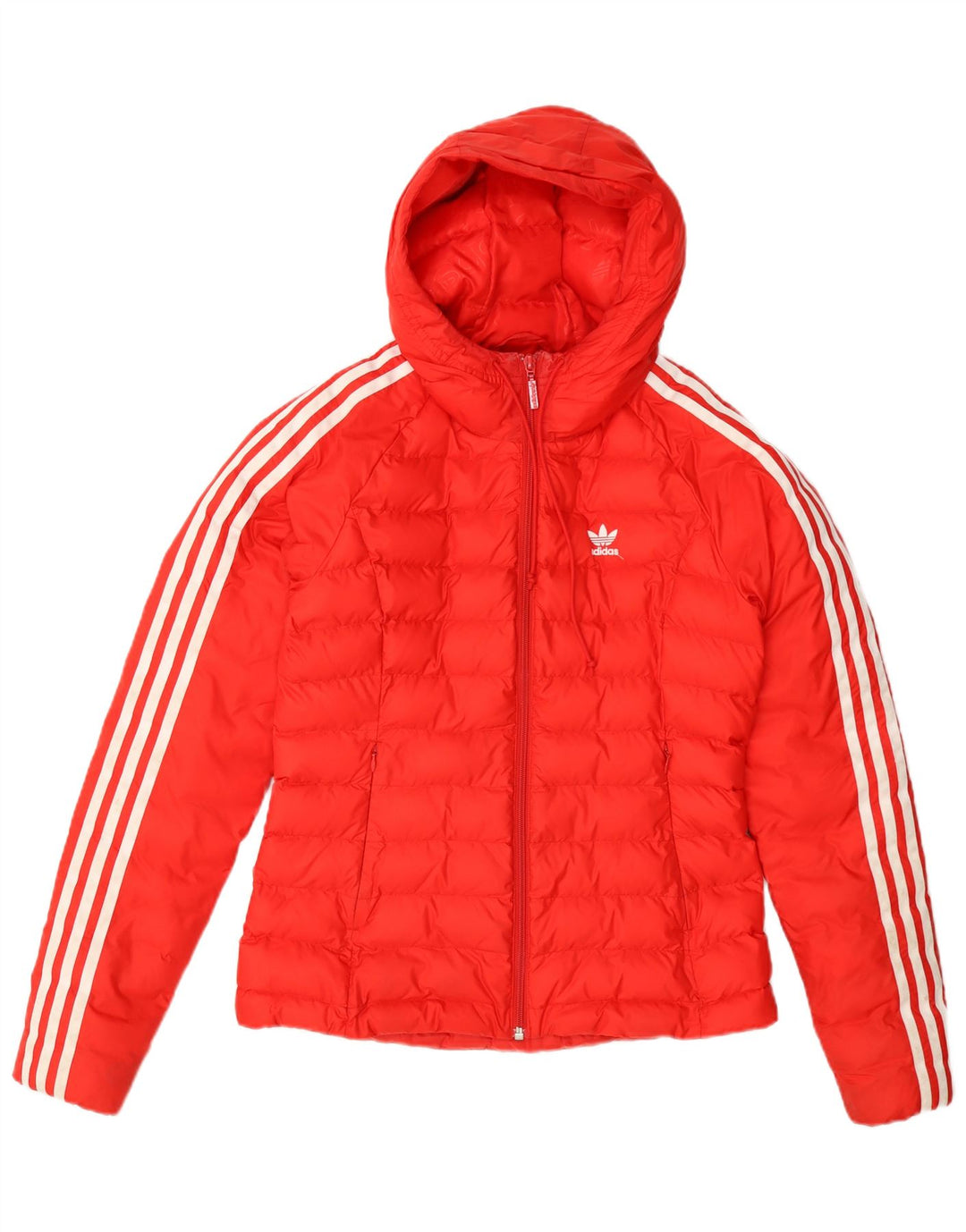 Giacca imbottita con cappuccio da donna Adidas UK 8 Small Orange Nylon