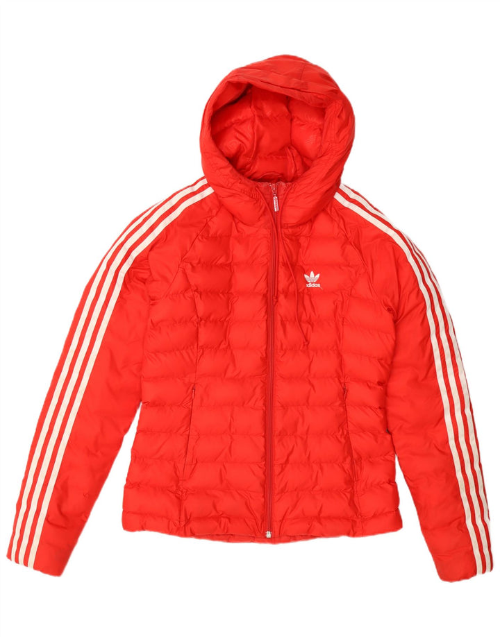Giacca imbottita con cappuccio da donna Adidas UK 8 Small Orange Nylon