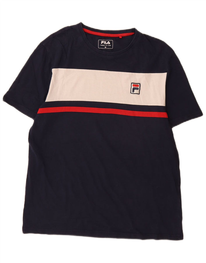T-shirt Fila da uomo Top in cotone color block medio blu navy