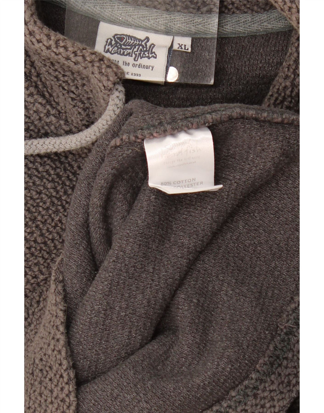 Felpa da uomo con collo con zip Weird Fish, maglione XL, cotone grigio