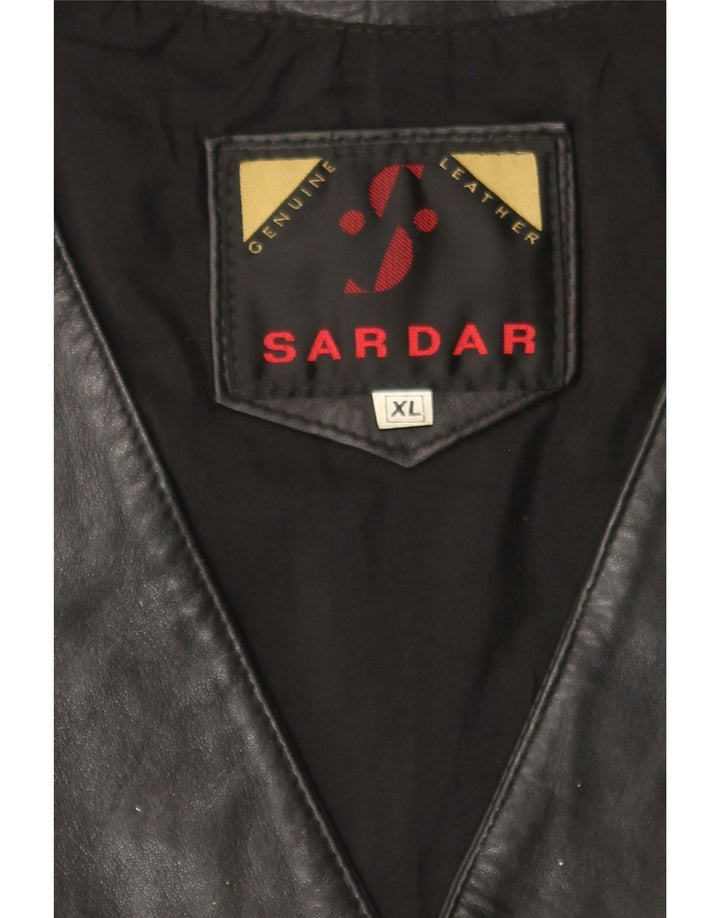 SARDAR Mens Leather Waistcoat XL Black Leather Vintage Sardar and Second-Hand Sardar from Messina Hembry 
