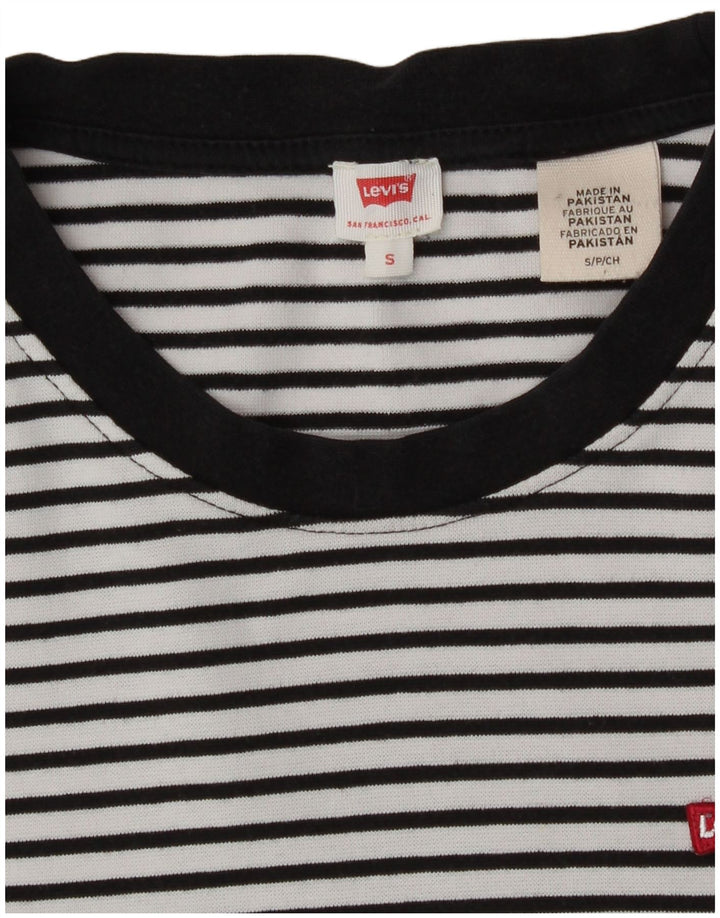 Levi's Top da donna a maniche lunghe UK 10 piccolo cotone gessato bianco