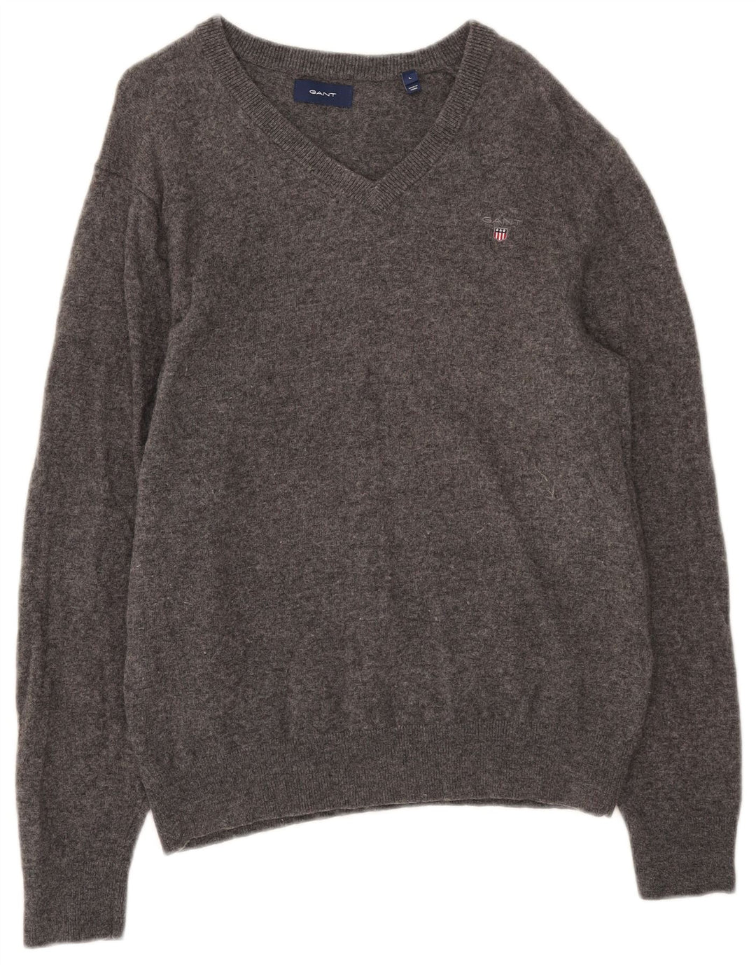 Maglione maglione con scollo a V da donna Gant UK 16 grande lana grigia