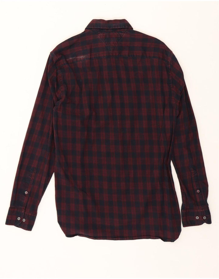 TOMMY HILFIGER Mens Regular Fit Shirt Medium Navy Blue Check Cotton Vintage Tommy Hilfiger and Second-Hand Tommy Hilfiger from Messina Hembry 