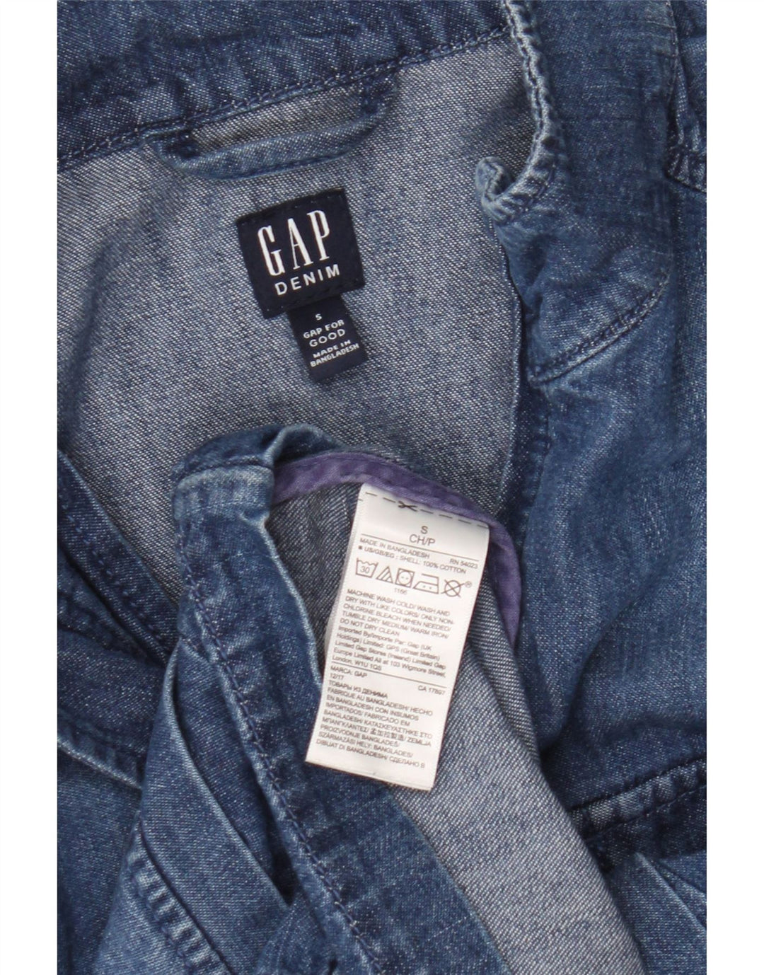 Camicia in denim da donna Gap UK 10 piccola in cotone blu