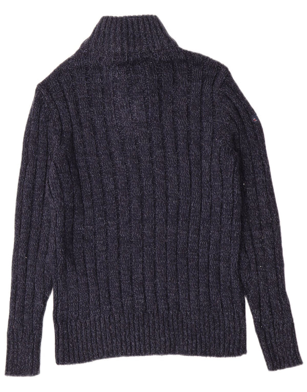 Maglione da uomo slim fit con collo con zip Superdry, blu navy medio chiazzato