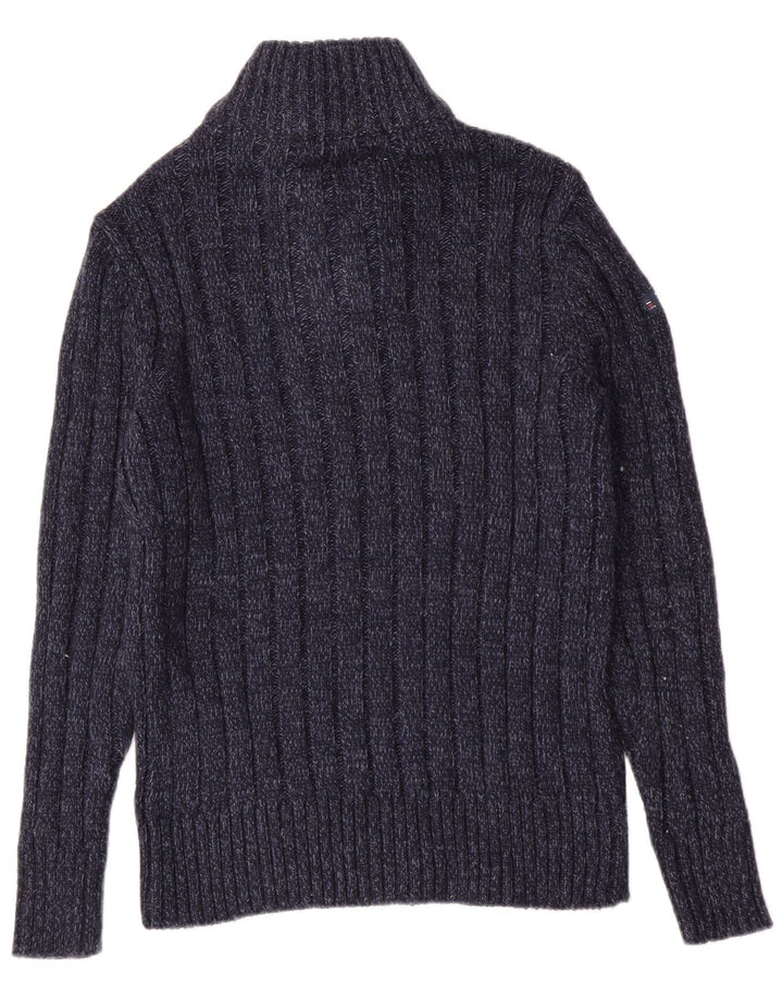 Maglione da uomo slim fit con collo con zip Superdry, blu navy medio chiazzato