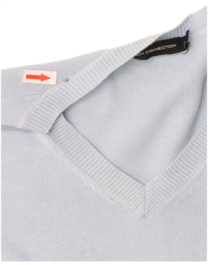Maglione da donna con scollo a V French Connection UK 14 Cotone blu medio