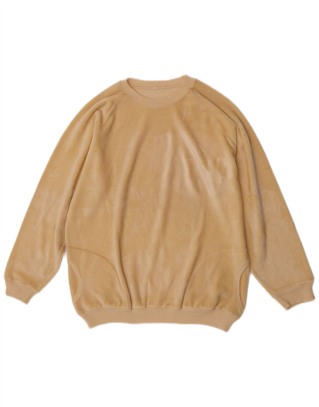 Felpa in velluto vintage da donna, maglione IT 50 XL giallo