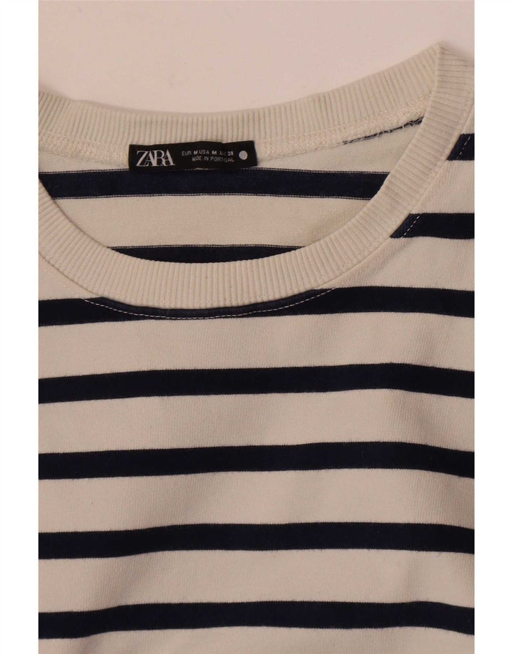 Top Zara da donna a maniche lunghe UK 14 a righe bianche medie