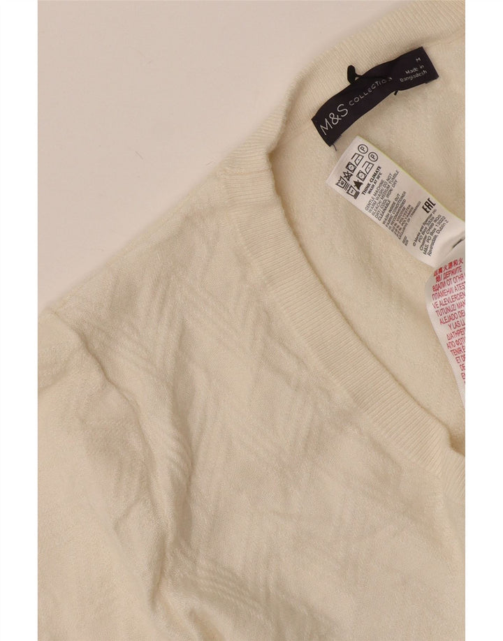 Maglione maglione con scollo a V da donna Marks & Spencer UK 12 medio bianco sporco