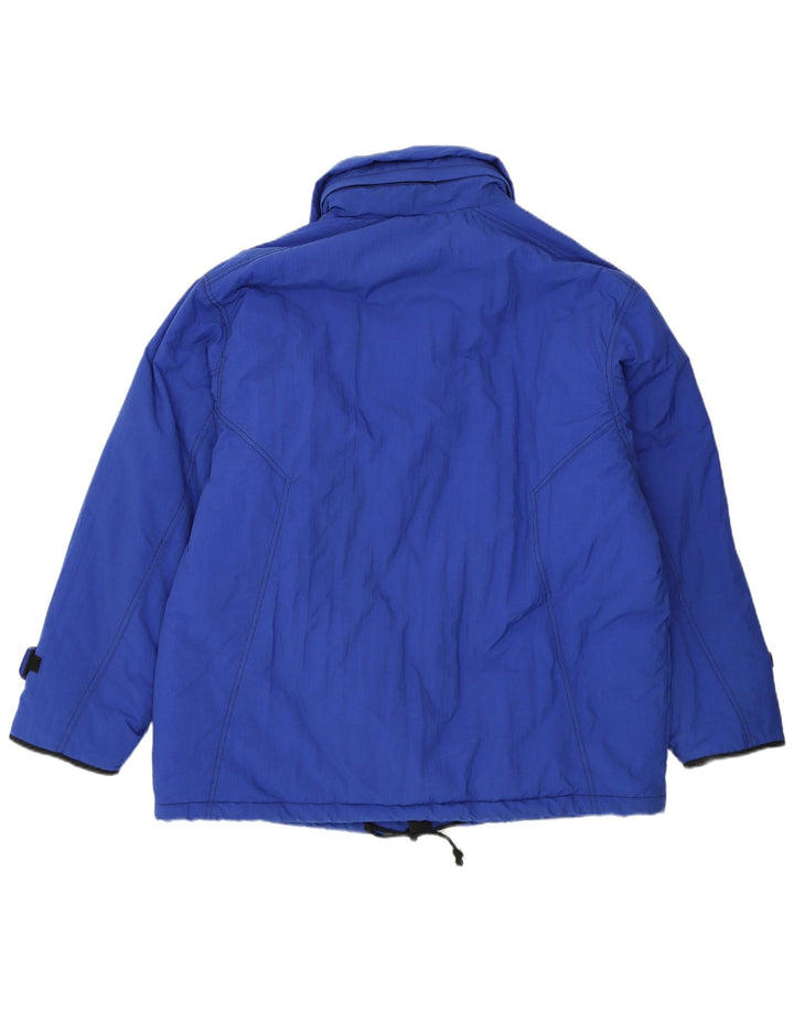 Giacca da sci con cappuccio da uomo VINTAGE UK 40 Large Blu in poliammide