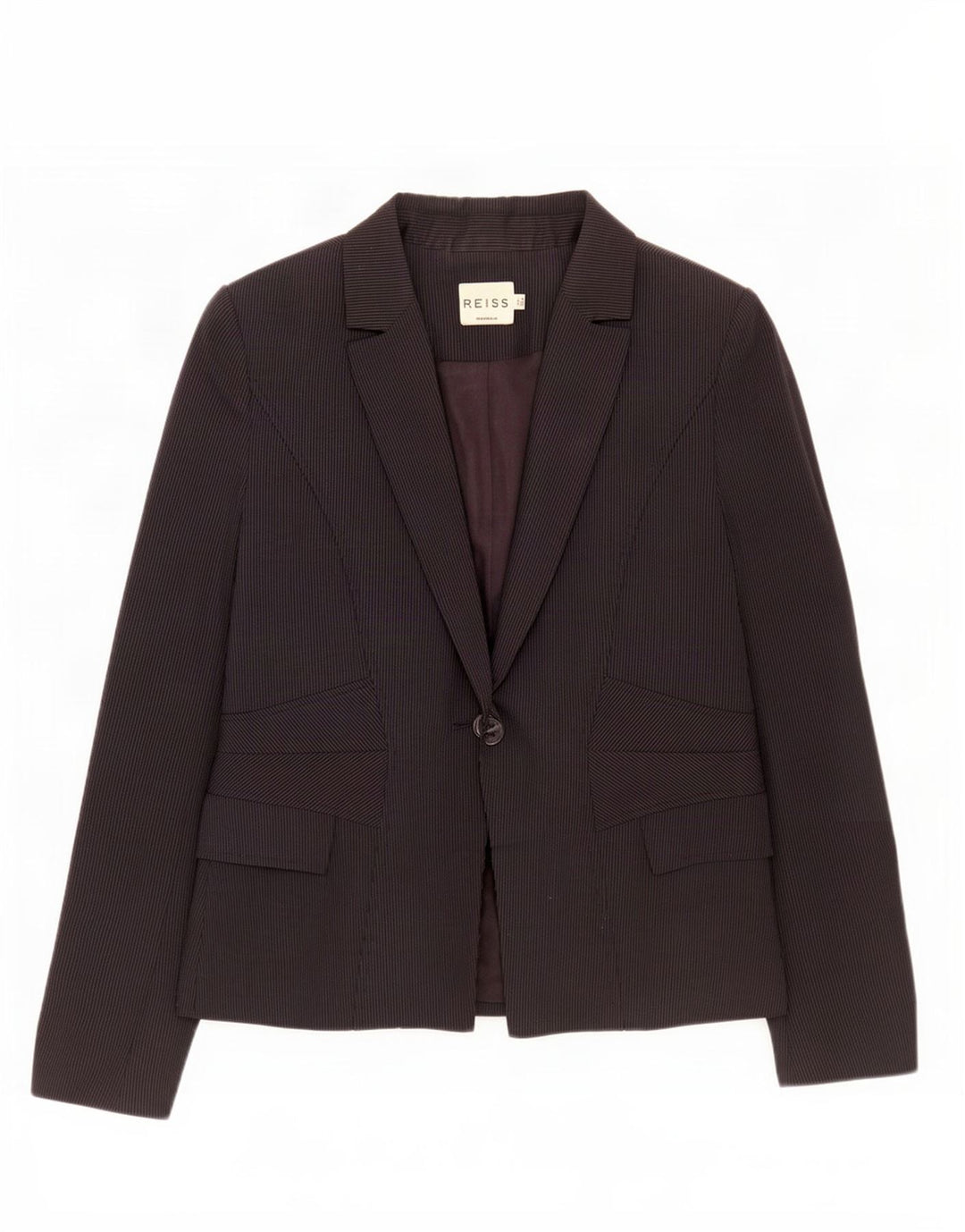 Giacca blazer da donna a 1 bottone Reiss UK 8 piccola viscosa gessata nera