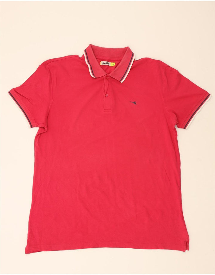 DIADORA Mens Polo Shirt 3XL Pink Cotton Vintage Diadora and Second-Hand Diadora from Messina Hembry 
