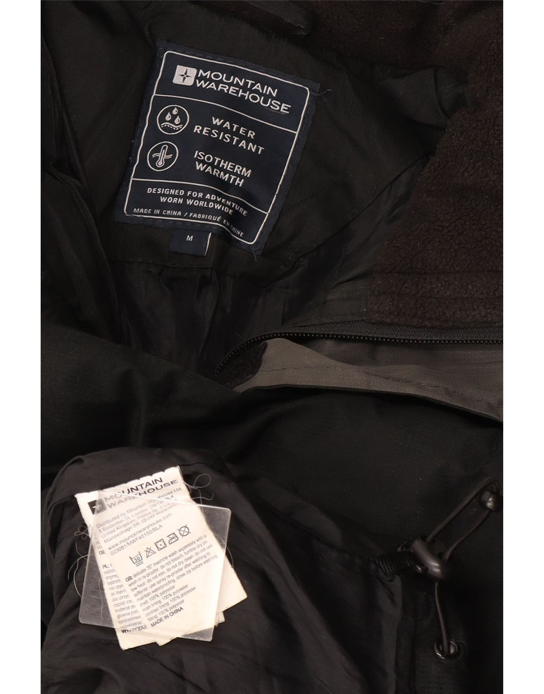 Giacca imbottita con cappuccio da uomo Mountain Warehouse UK 38 poliestere nero medio