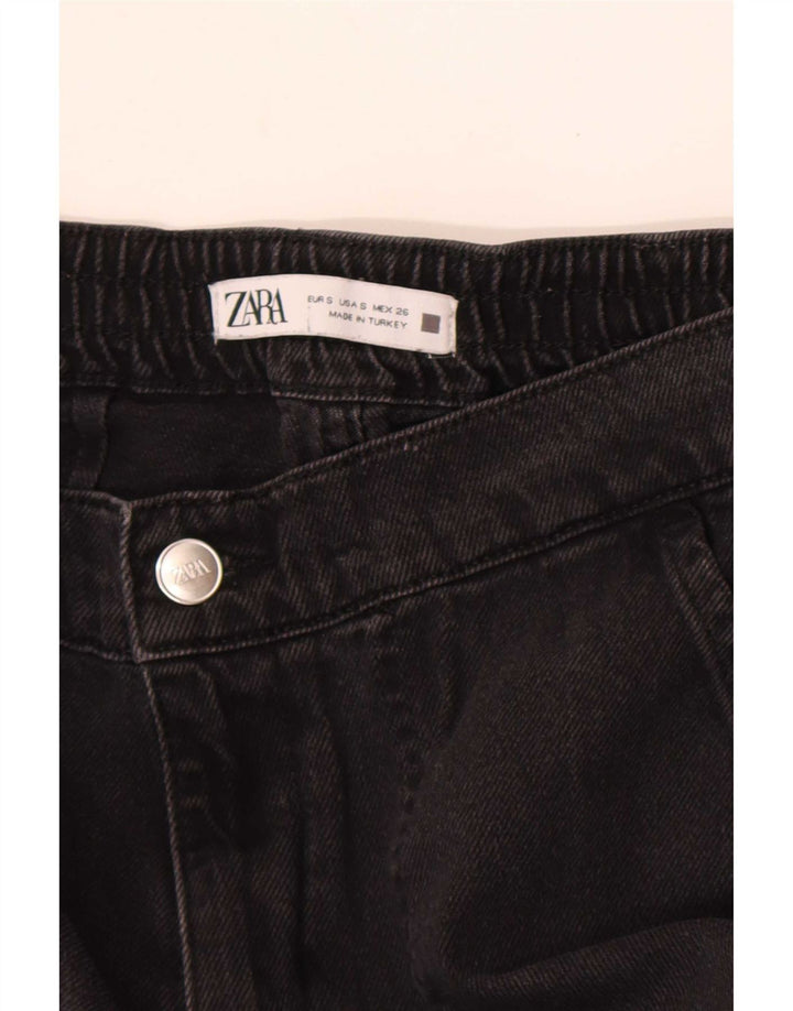 Jeans Zara da donna cargo a gamba larga piccoli W26 L28 neri