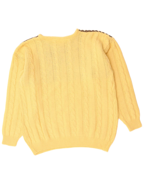 Maglione girocollo da uomo VINTAGE grande lana Fair Isle gialla