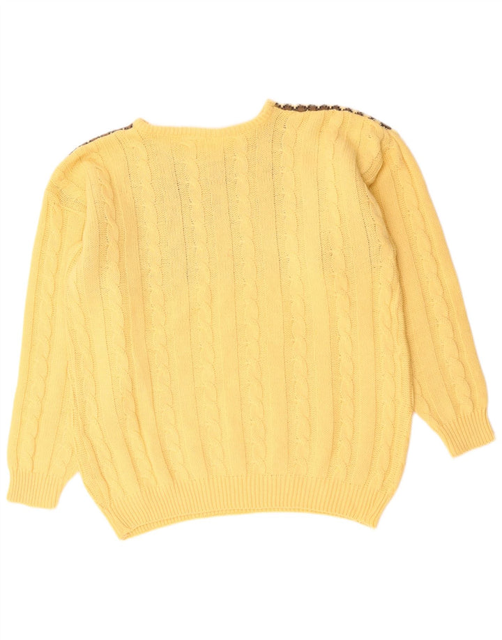 Maglione girocollo da uomo VINTAGE grande lana Fair Isle gialla