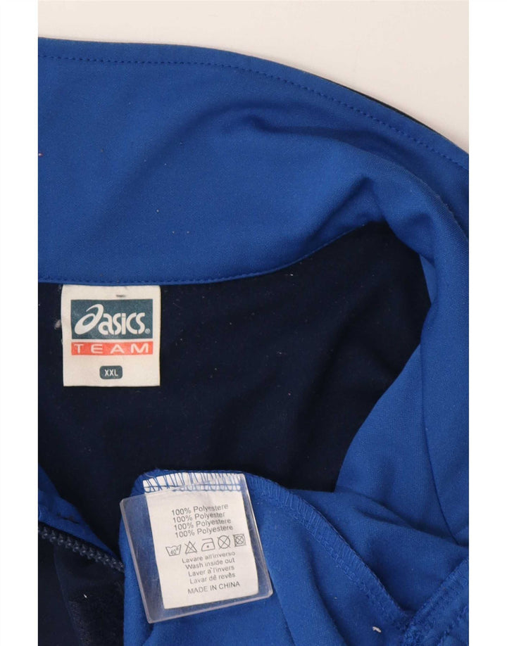 Asics Felpa con cappuccio da uomo con grafica con zip e collo 2XL Blu Colourblock