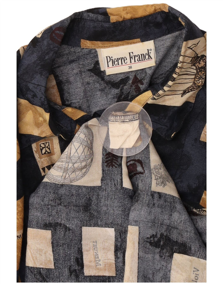 Camicia vintage da donna EU 38 viscosa patchwork blu navy medio