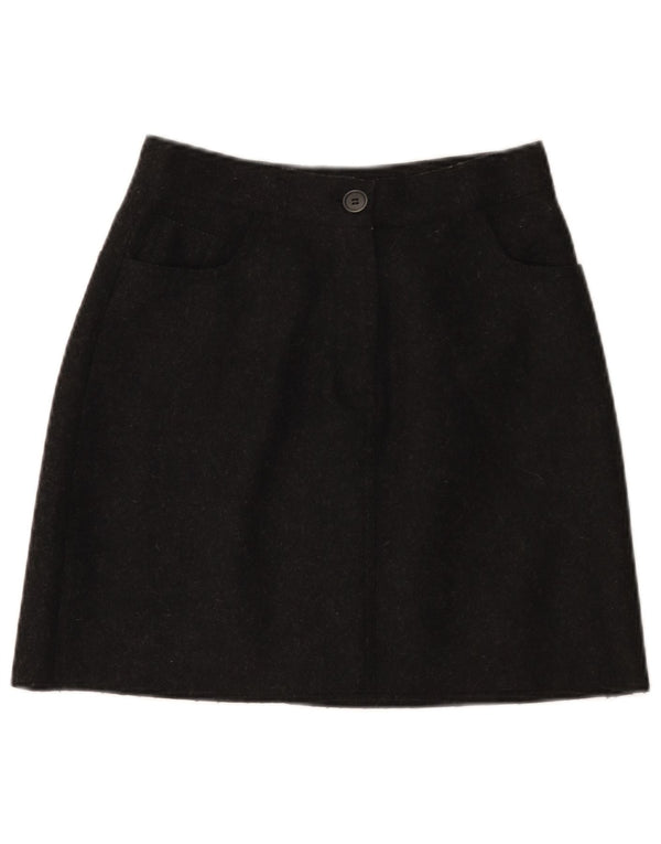 Gonna a trapezio da donna VINTAGE IT 42 media W26 lana nera