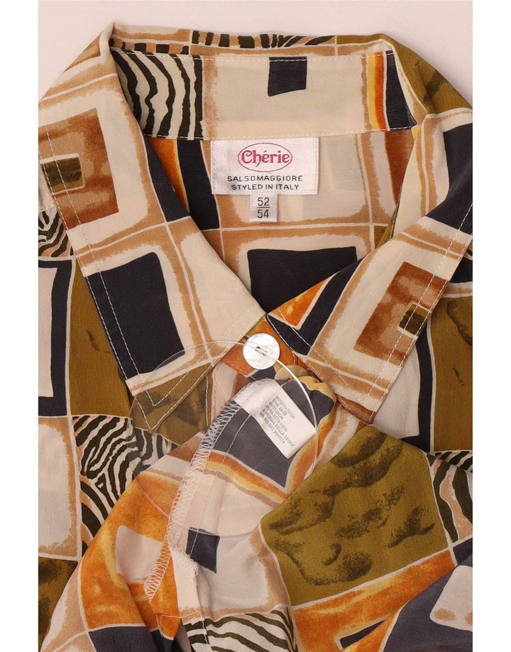 Cherie Camicia a maniche corte da donna IT 52/54 2XL Patchwork multicolore Retro
