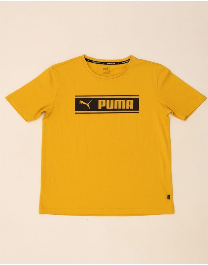 PUMA Mens Graphic T-Shirt Top Small Yellow Cotton