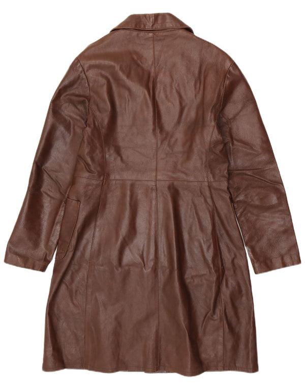 Cappotto in pelle da donna VINTAGE UK 18 XL in pelle marrone