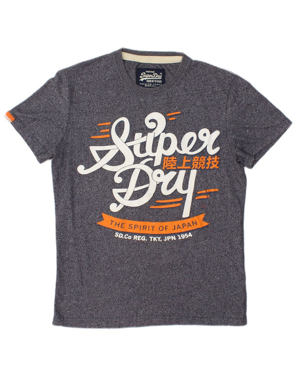 T-shirt grafica da uomo SUPERDRY Top piccolo in cotone screziato blu navy