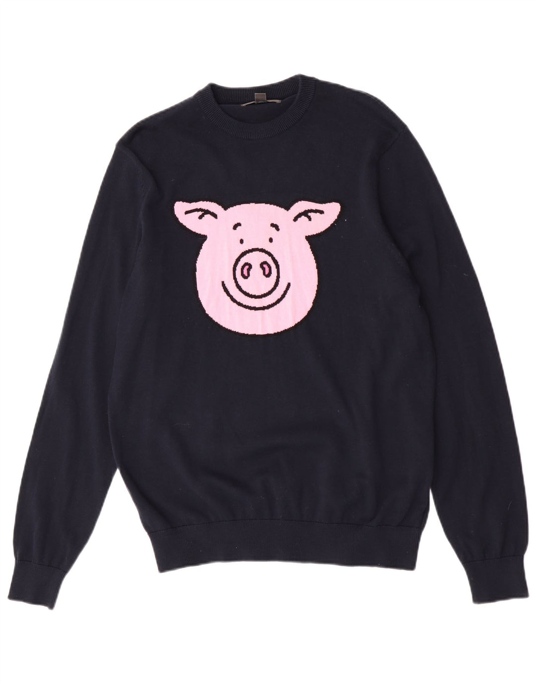 Maglione maglione girocollo da uomo Marks & Spencer medio blu navy con stampa animalier