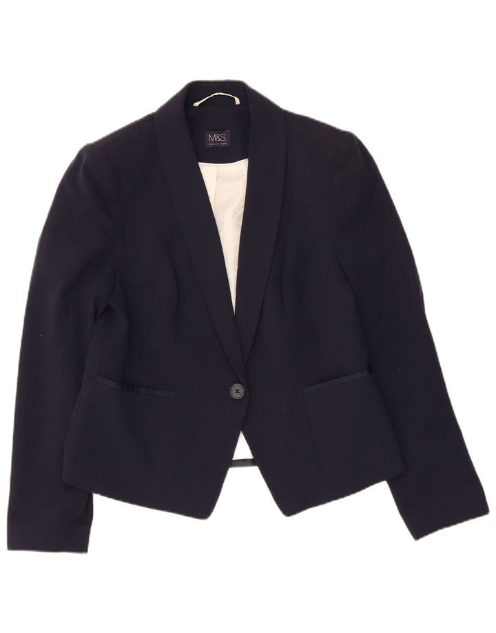 Giacca blazer da donna Marks & Spencer UK 12 poliestere blu navy medio
